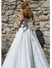 Strapless Satin White Lace Up Wedding Dress